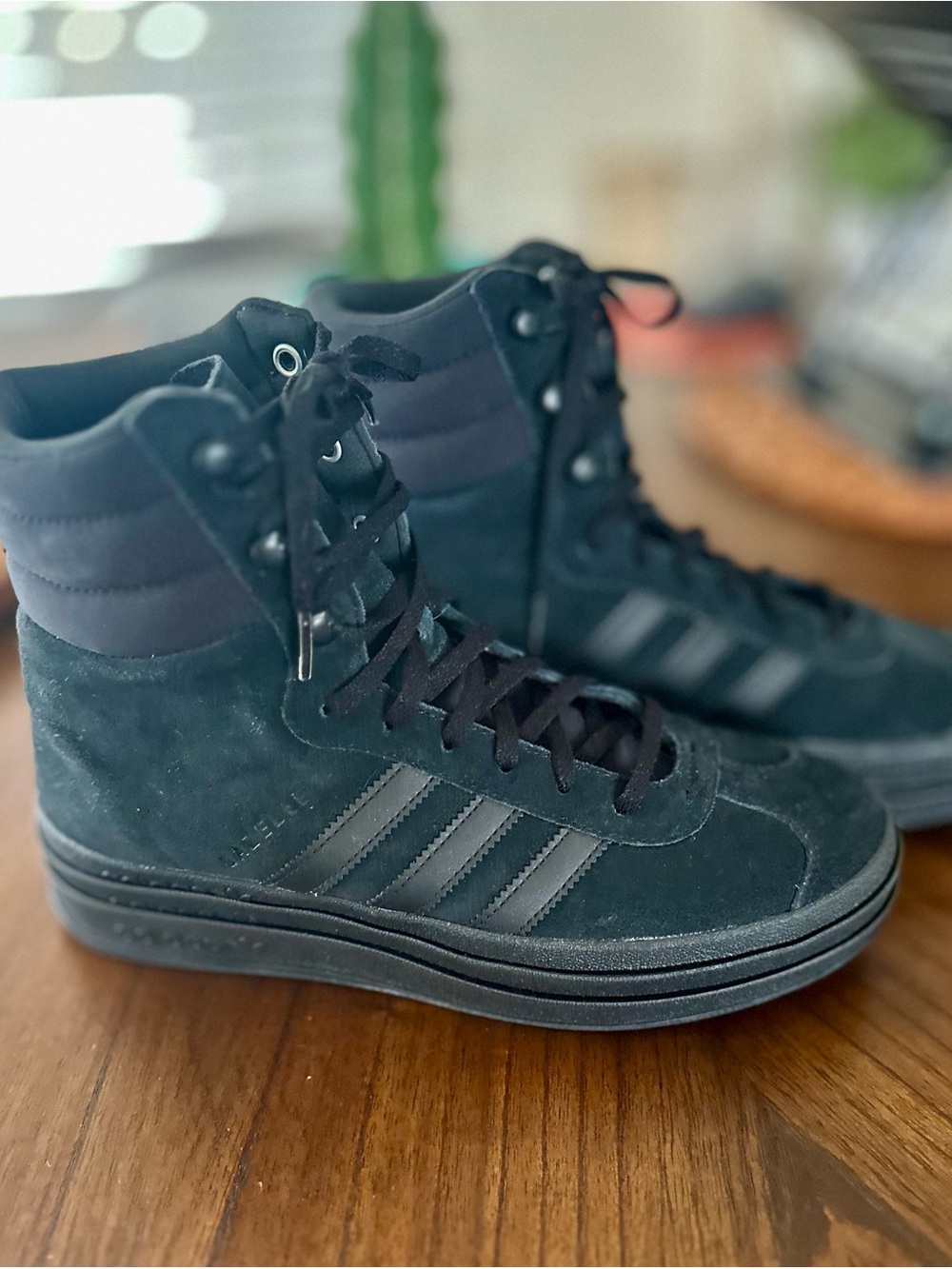 adidas Gazelle Suede Black High-Top Platform Sneakers